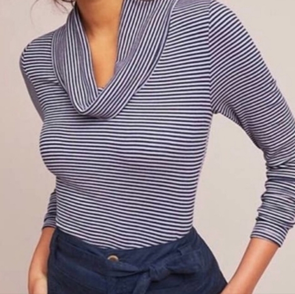 Pure Good Anthropologie Striped Cowl Neck Top - Picture 1 of 4